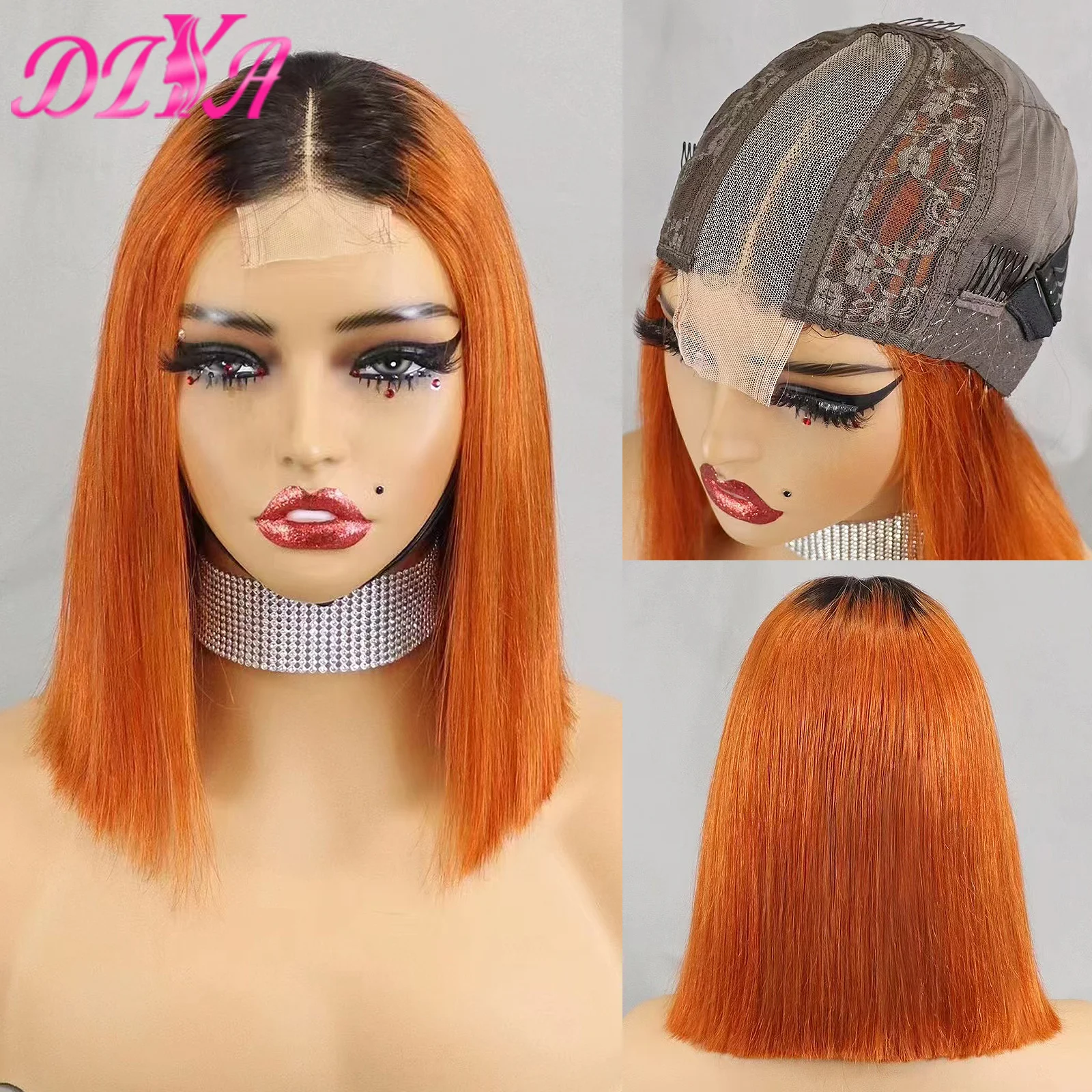 Bob Human Hair Wig 2x6 Lace Closure Bone Straight 100% Human Hair 350% Density Super Double Drawn Short Bob Human Hair Wig