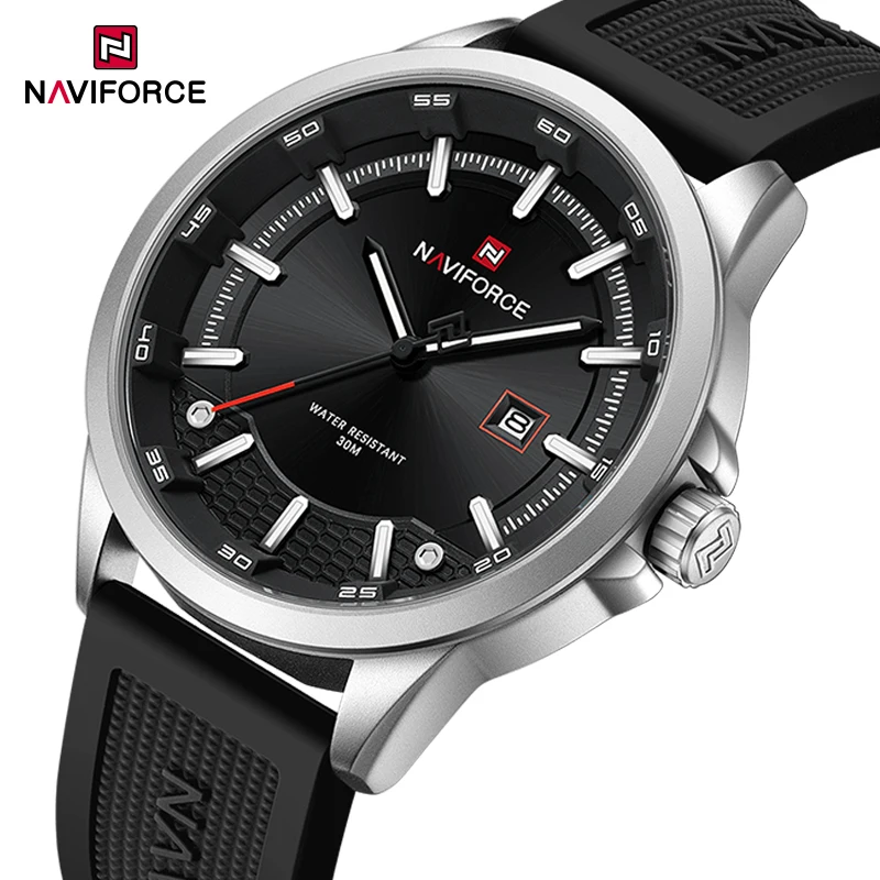 

NAVIFORCE Роскошные мужские часы 30 м водостойкий кварцевый силиконовый ремешок мужские наручные часы оригинальные мужские часы бизнес Reloj Hombre