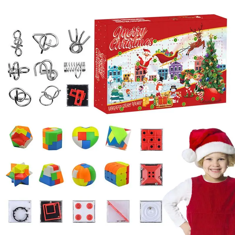 

Brain Teaser Montessori Puzzle Toy Christmas Advent Calendar Puzzle Jigsaw Toy Kids Educational Toys Lupin Lock Buckle Maze Toys