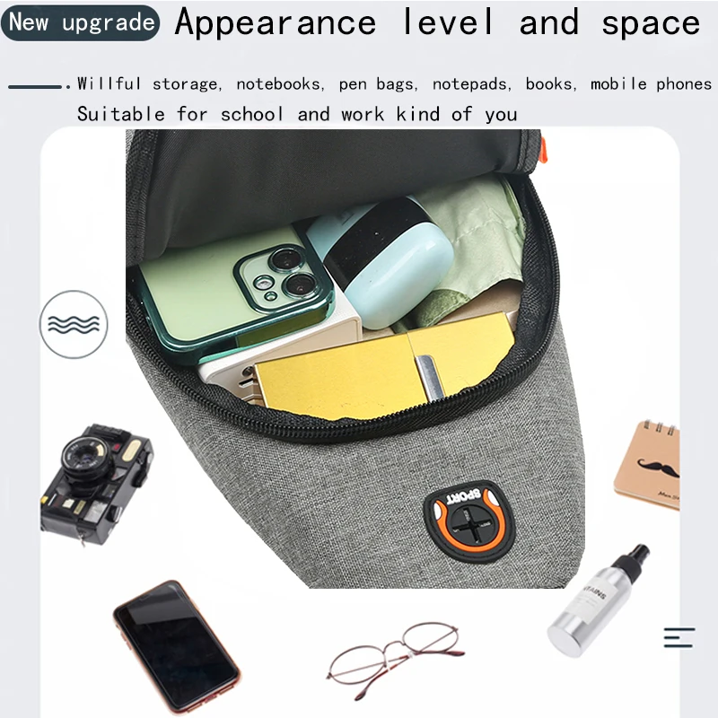 Borsa pettorale multitasche di grande capacità, alla moda e versatile, può essere indossata diagonalmente o su una spalla