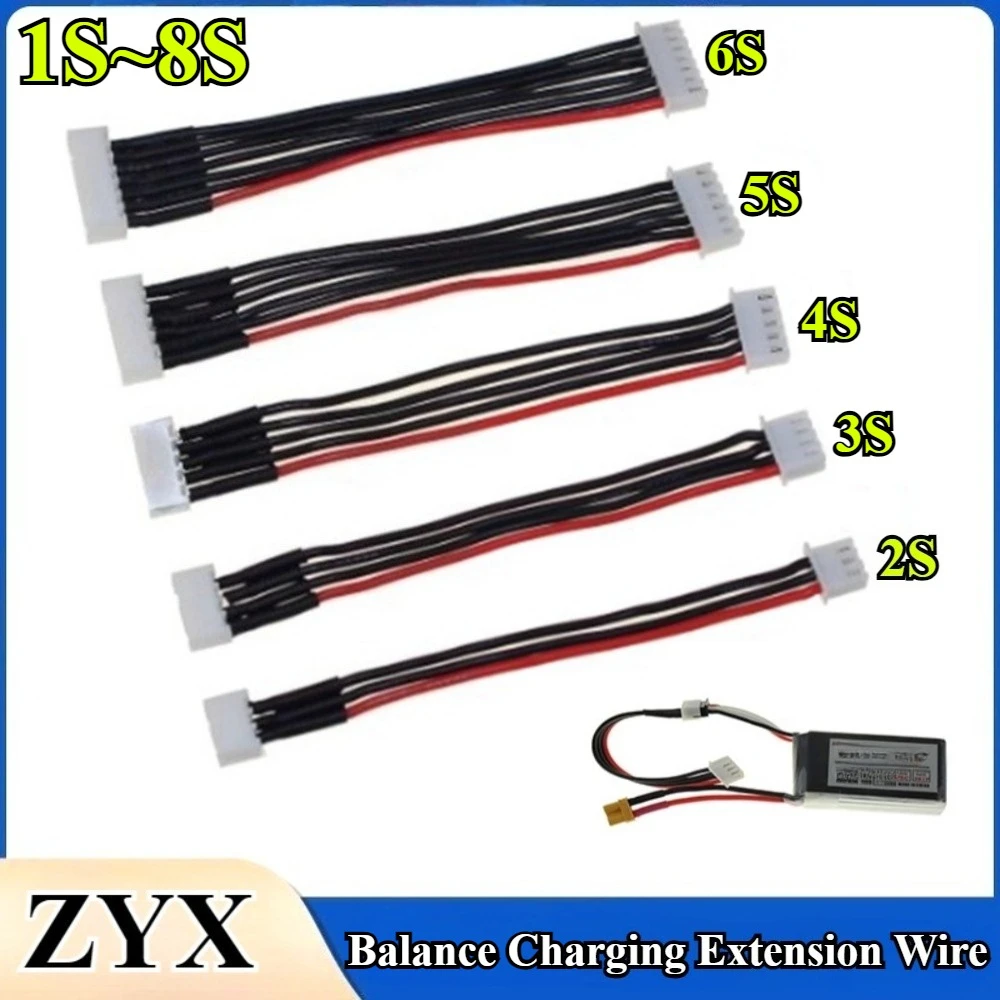 

1S 2S 3S 4S 5S 6S 7S 8S LiPo Balance Cable Charging Power Extension Wire 10~30CM For RC Drones Rechargeable Lipo Battery DIY Toy