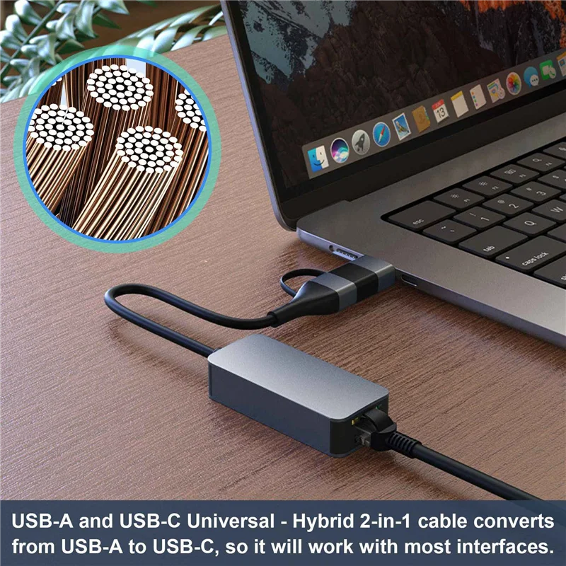 

TA-2.5G Ethernet-адаптер Type-C USB 3.0 к RJ45 LAN 2500 Мбит/с Сетевая карта 2,5-гигабитный преобразователь для ноутбуков NAS