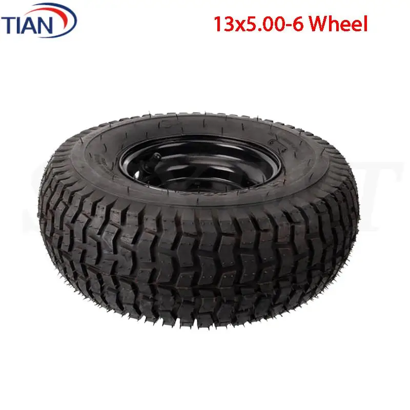 

13x5.00-6 Heavy Duty Rubber ATV Tire Tubeless Vacuum Tyre with 6in Black Rims Go Kart