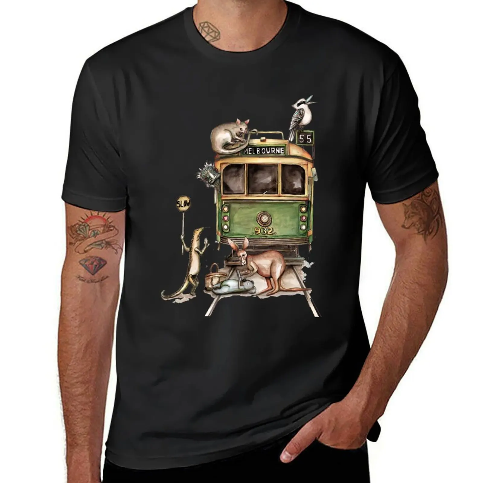 Melbourne tram T-shirt graphics Aesthetic clothing boys animal print cute tops clothes for men