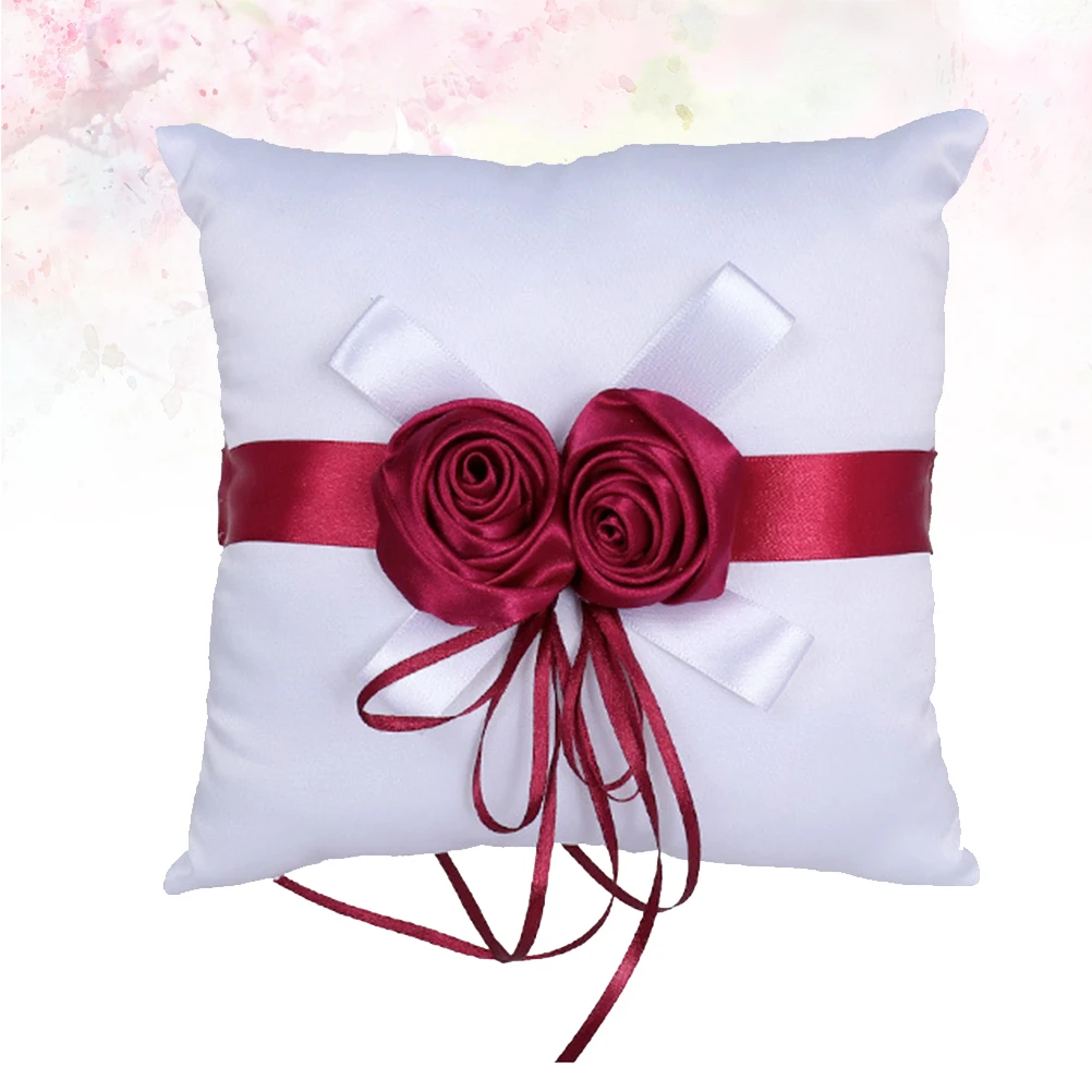 

Sprinkle Flowers White Ring Pillow Bride Bridal Accessories Rose Petals Wedding Cushion