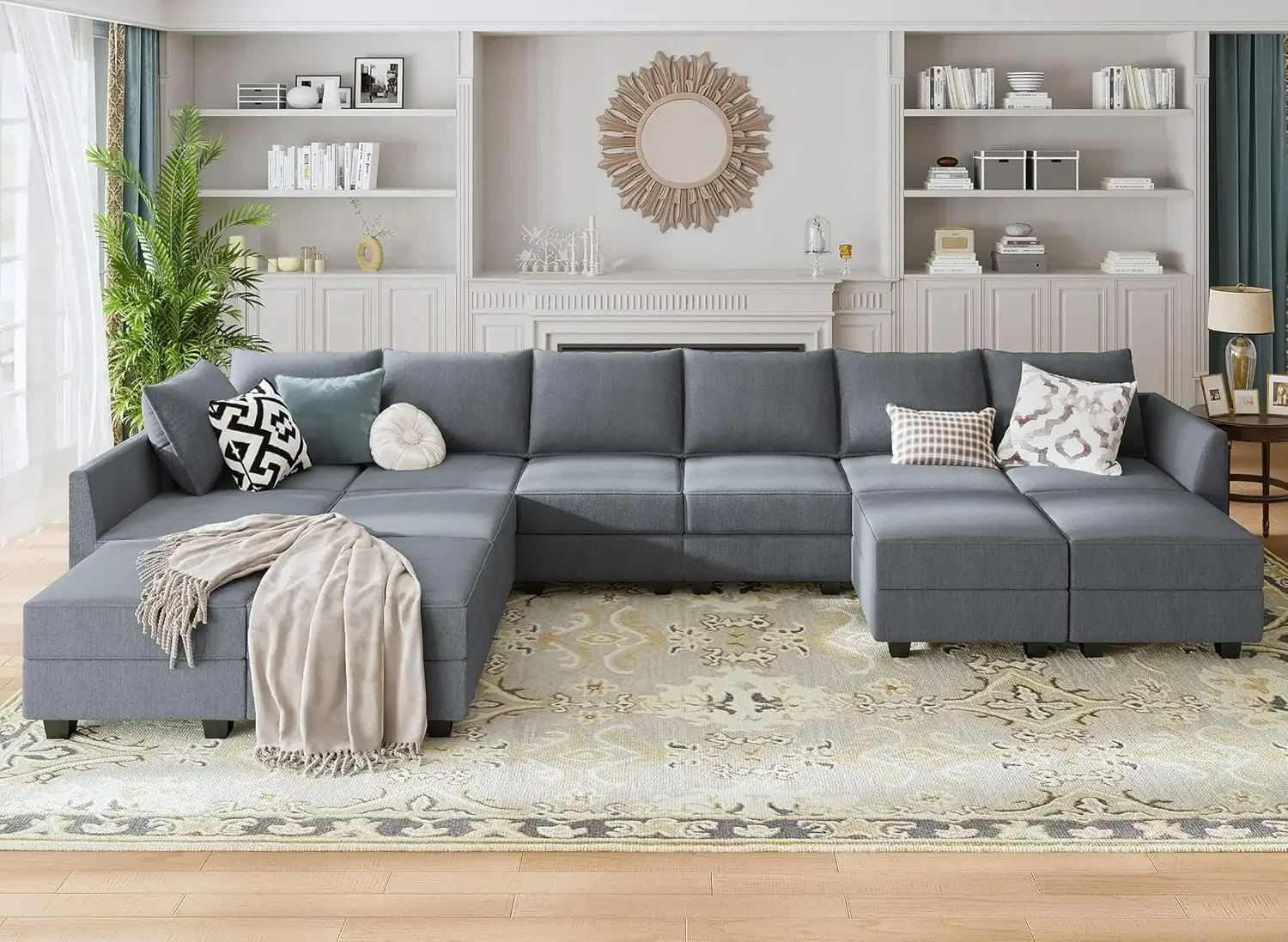 Modular Sectional Sofa with Reversible Chiase Oversized Modular Sofa Sleeper Set with Ottomans