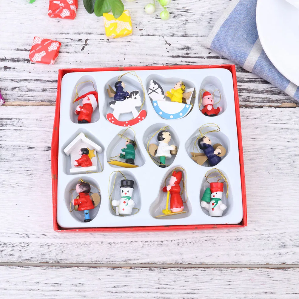 

24 Pcs Xmas Decor Christmas Decoration Wooden Pendants for Hanging Crafts Ornament