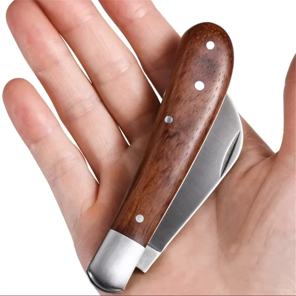 Garden Grafting Knife Stainless Steel Mushroom Electrician Folding Pocket Knife EDC Hand Tools Wooden Handle Camping Gadgets image 5