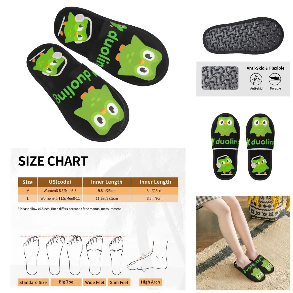 3D printing Men Women Furry Indoor slippers,Duolingo Owl Duo nice-looking special Anti-skid Slippers