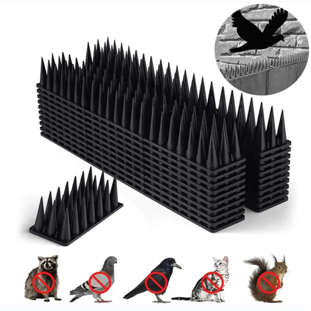 10Pcs Plastic Bird Repellent Spikes Mat Anti Cat Pigeon Spike Garden Fence Anti Wall Climb Bird Spikes Burglar Deterrent Spikes