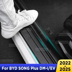 For BYD Song Plus EV DM 2023-2025 Auto Tailgate Guard Door Sill Pedal Carbon Fibre Texture Accessories Leather PU Car Sticker