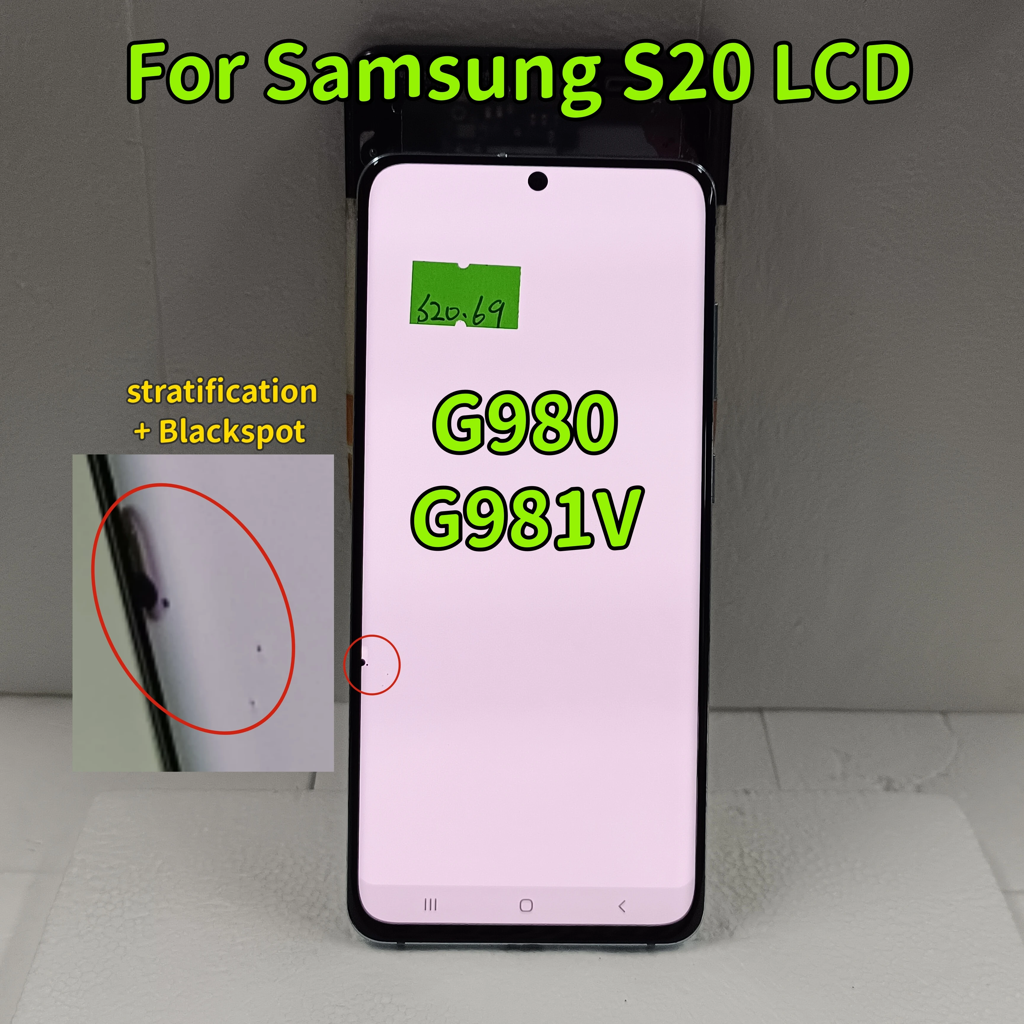 Super Amoled For Samsung S20 G980 G980f G980f/ds LCD Display With Frame Digital Touch Screen Assembly S20 Display,With Defect