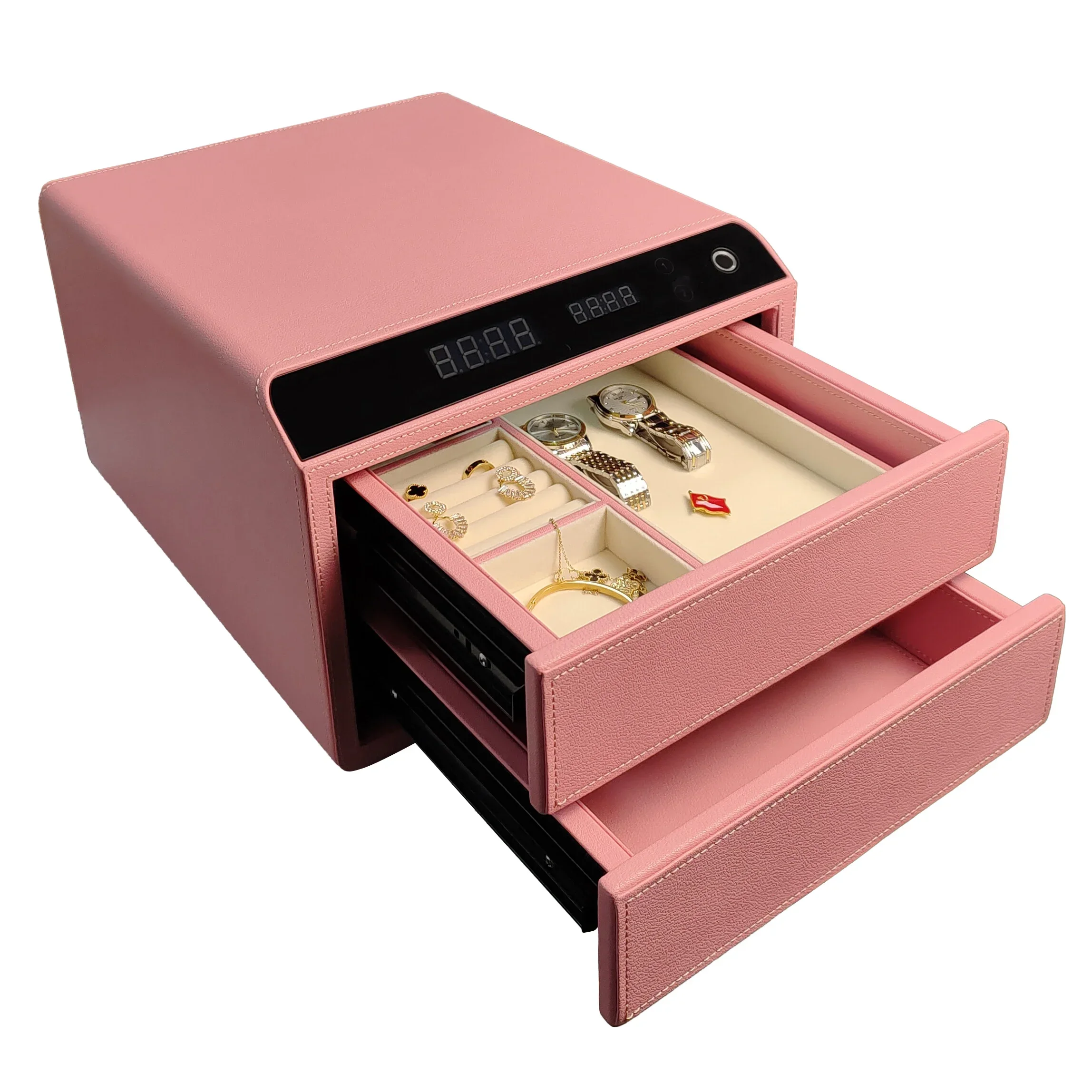 

Роскошный умный кожаный сейф с отпечатками пальцев, цифровой сейф для домашнего использования, ювелирный ящик безопасности, сейф