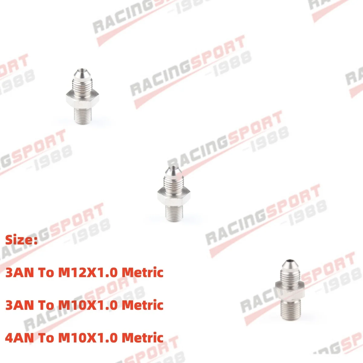 2pcs Stainless steel Male AN3 3AN/AN4 4AN Flare To M10 x 1.0 /M10X1.25 Metric Straight Fitting