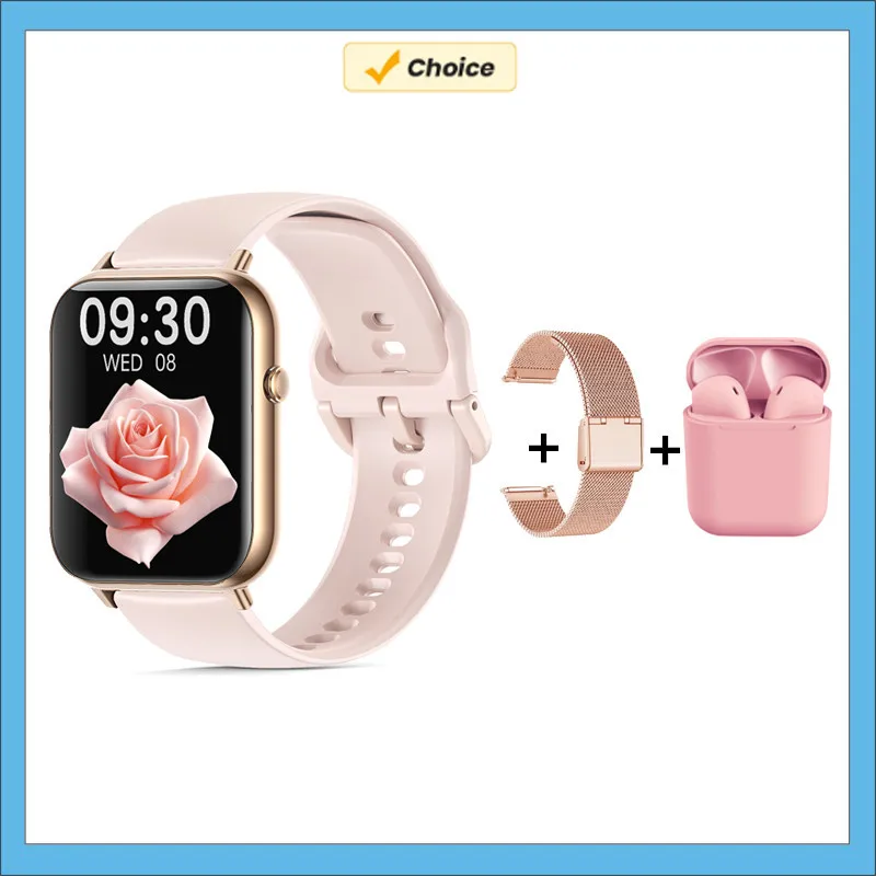 Bluetooth Call Smart Watch Women Man Custom Dial Voice Assistant Whatsapp Notification Reminder 2.1inch Screen for Android IOS