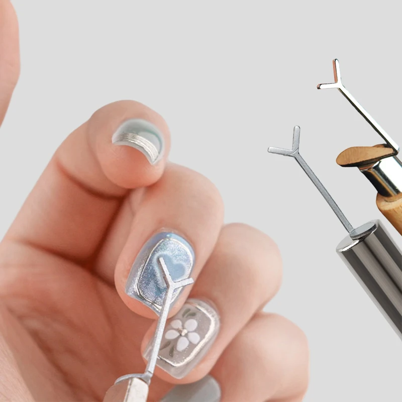 

Y-Shape Iron Wire Cat Eye Nail Magnet Set With Wooden Stick Magnet For Creating Heart Shapes On Nails Nail Art Accessories Tools