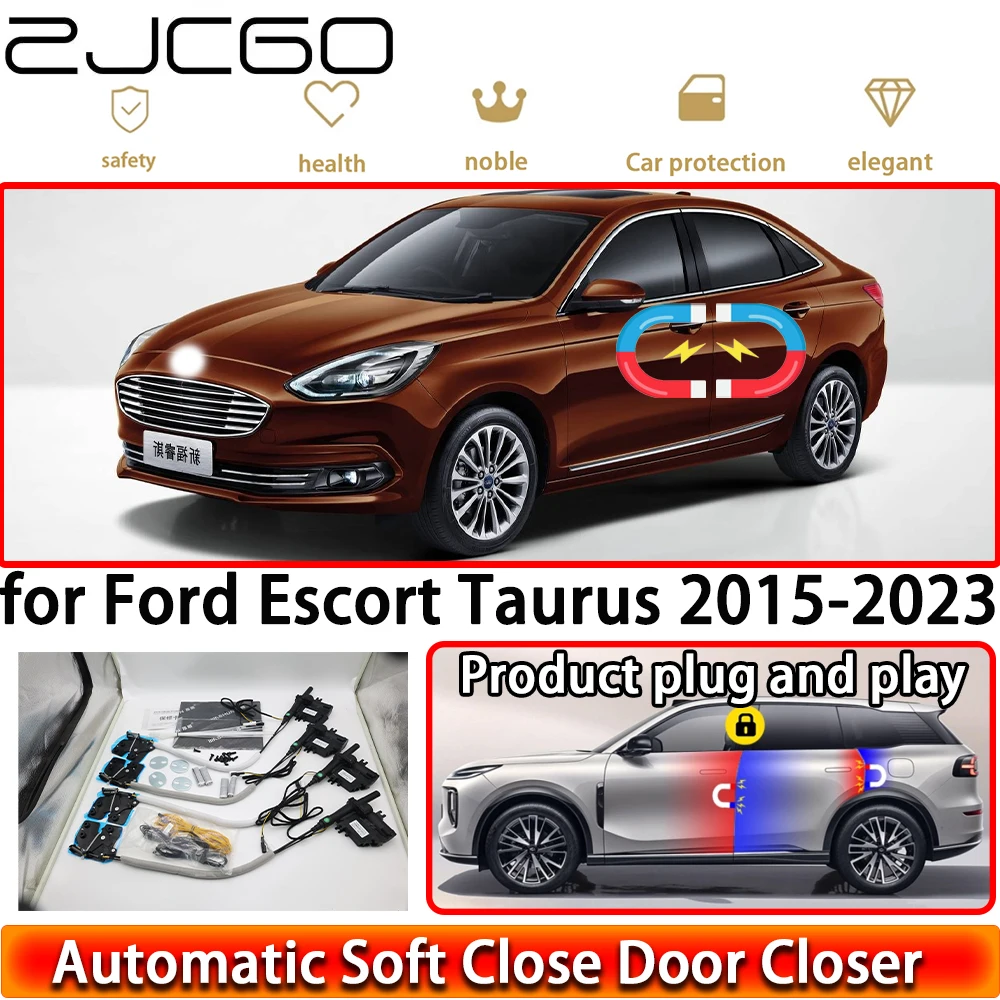 ZJCGO for Ford Escort Taurus 2015-2023 OEM Soft Close Door Kit Power Closing Latch System Auto Pull Door Easy Close Plug & Play