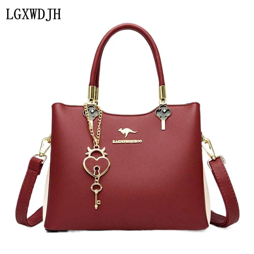 

Urban simplicity contrasting colors Crossbody bag women Three-layer main bag Shoulder bag Fashionable Kelly bag Women's handbag