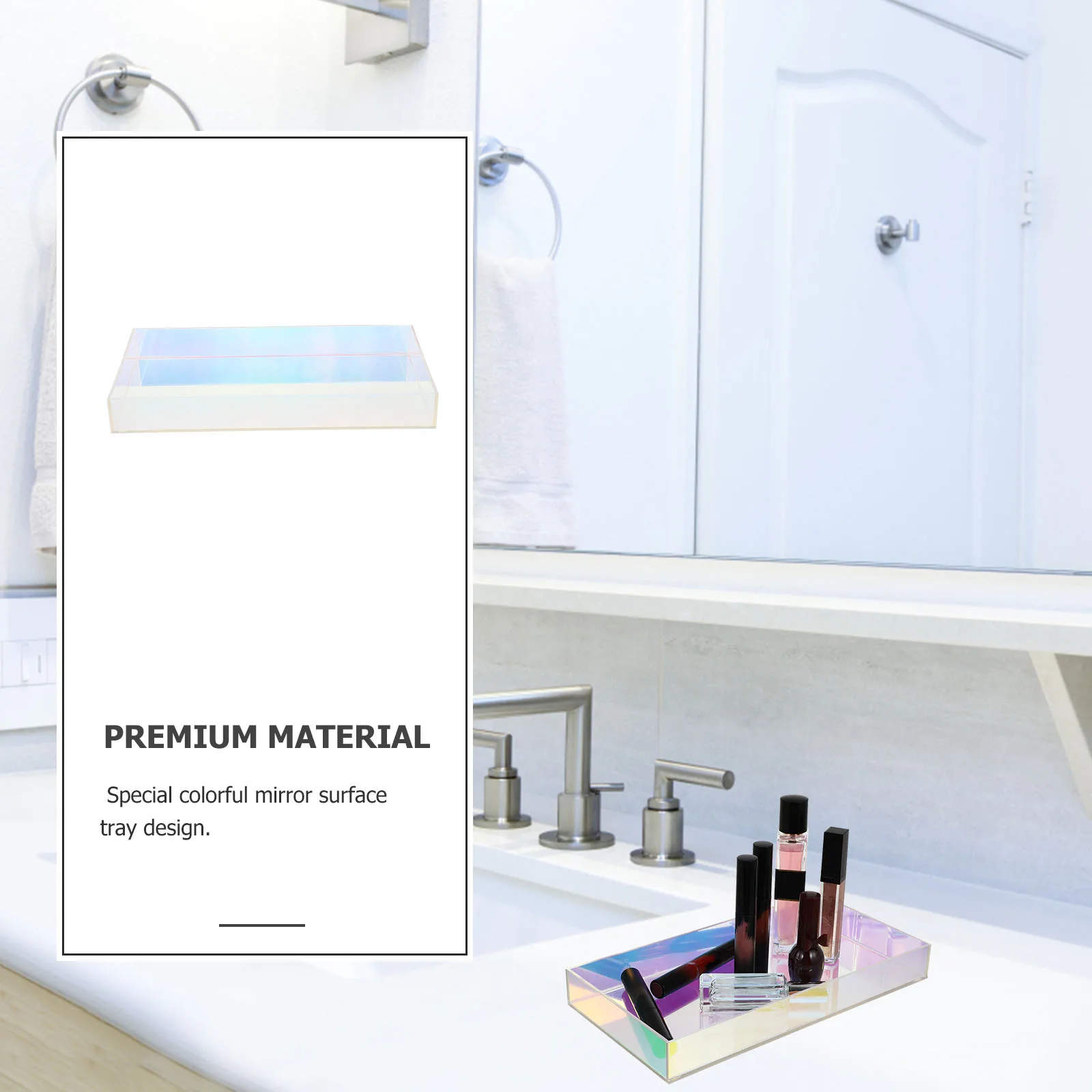 

Acrylic Desktop Tray Clear Small Decorative Organizer for Cosmetics Jewelry Bathroom Bedroom Storage Holder Acrylic Tray