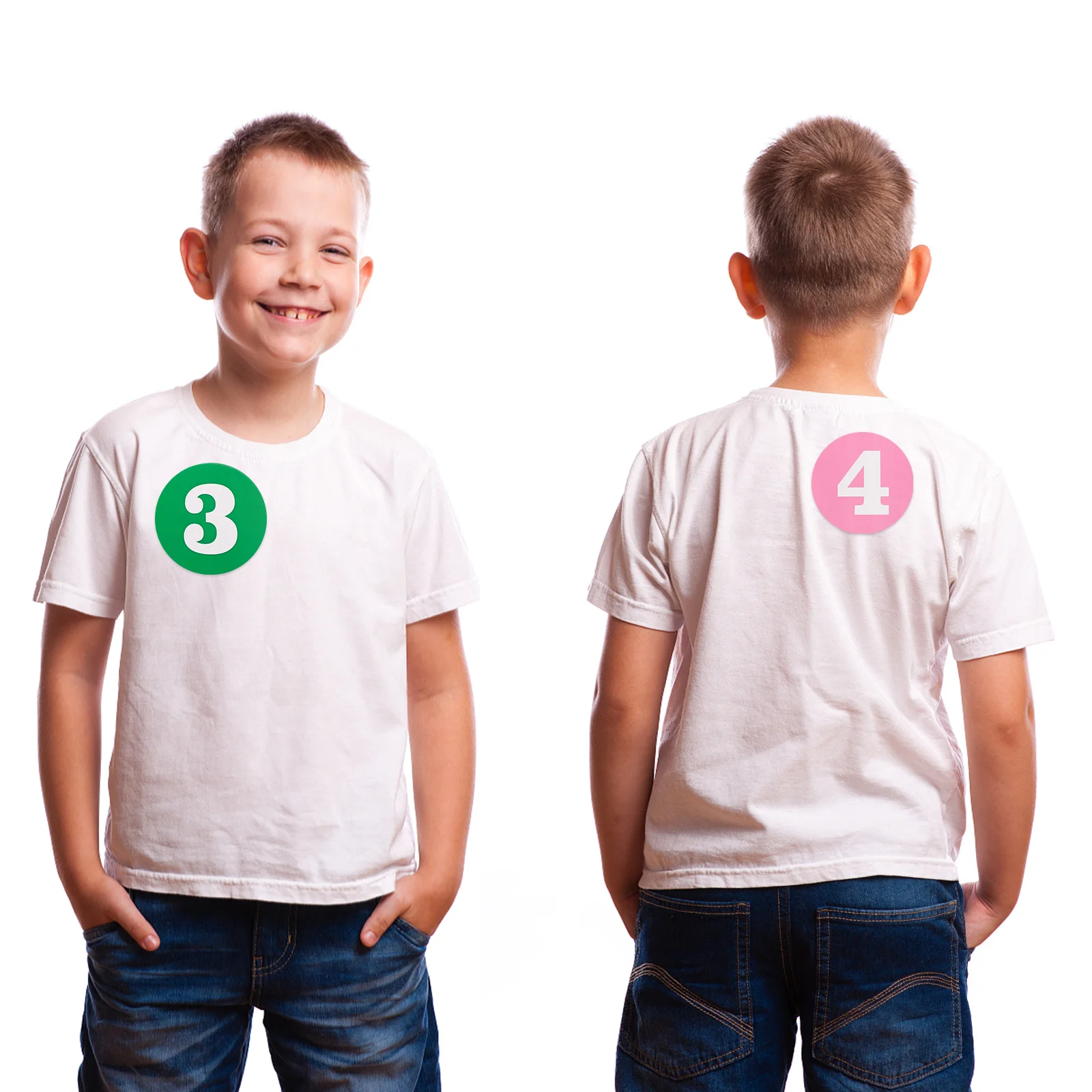 

2 Sheets Fun Design Number Stickers Round PVC Pasters Bright Color Waterproof for Kids Clothing Labels Party Games Activities