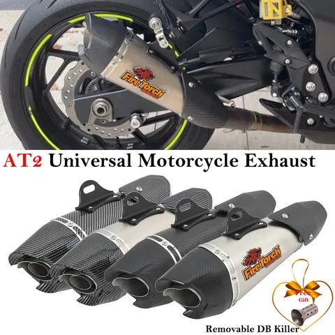51MM Universal Motorcycle GP Exhaust Pipe Muffler Escape Moto Modified Carbon Fiber For ZX6R R1 R3 Ninja250 MT09 MT07 Z900 NC700