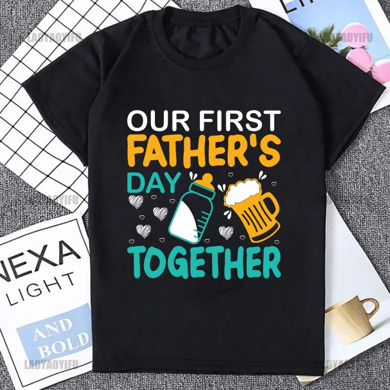 

Papa 2024 2025 T Shirt Funny Future Dad Beer Lovers Gift Tee Tops 100% Cotton Unisex O-neck T-shirts