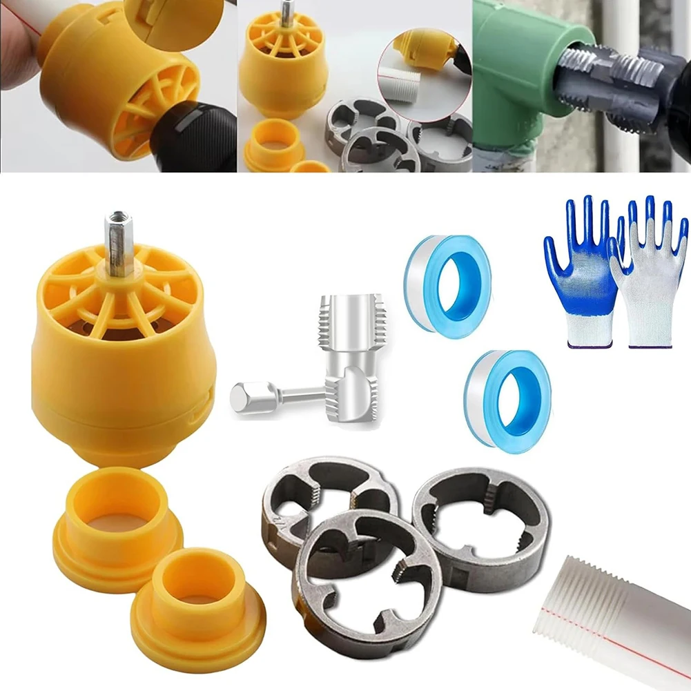 PVC Pipe Threader Kit Pipe Threader Pipe Versatile PVC Pipe Threader Kit 4-Point & 6-Point Compatible Tool Power Tools