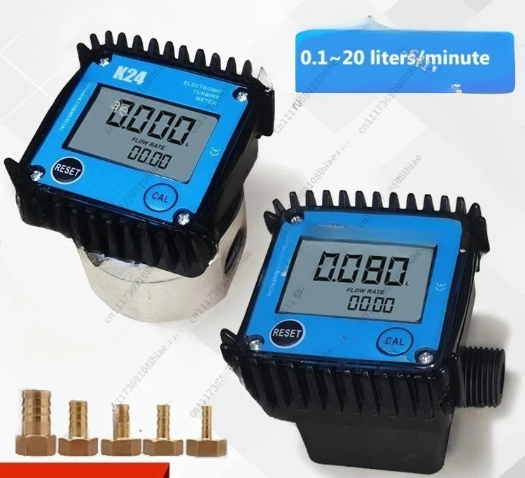 Multi-Medium K24 Flow Meter-Micro Digital Display Gear Meter (Diesel/Hydraulic Oil/Soy Water,0.2-10L/min 100LPM,Industrial Use)