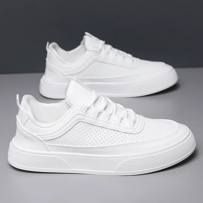 2024 Spring and Summer Men New High end Breathable Men Shoes Thick soled Trendy Casual Men Anti slip White Shoes