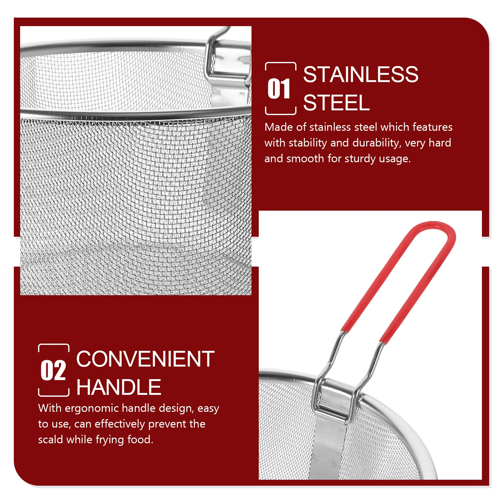

Round Stainless Steel Fry Basket with Ergonomic Handle Deep Fryer Mesh Basket for Fries Snacks Hot Pot Stewing Cooking