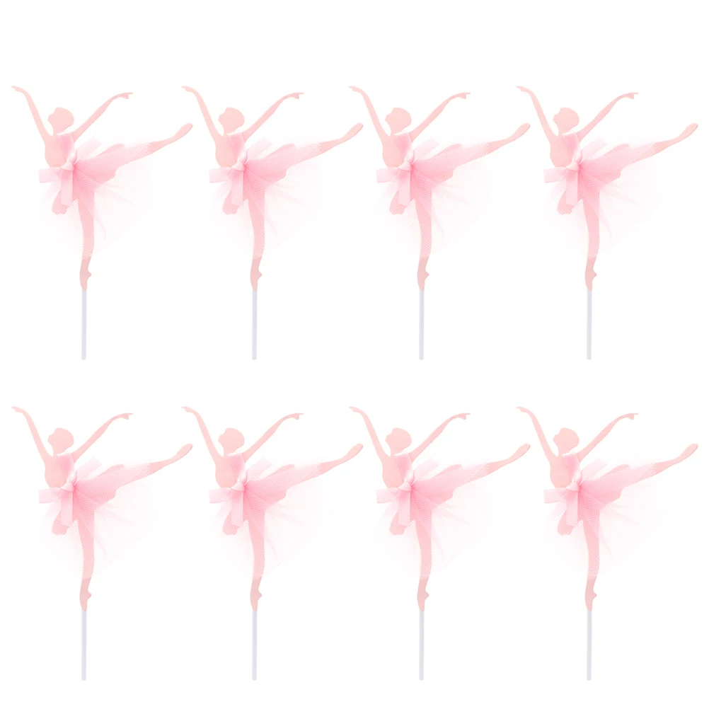 

10pcs Ballerina Cake Topper Picks Ballet Girl Shape Decor Birthday Party Wedding Kids Pink Cake Decor Festive Supplies