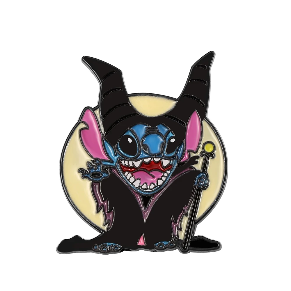 Anime Movie Stitch Cosplay Maleficent Funny Cute Brooches Hard Enamel Pins Lovely Cartoon Stitch Badges