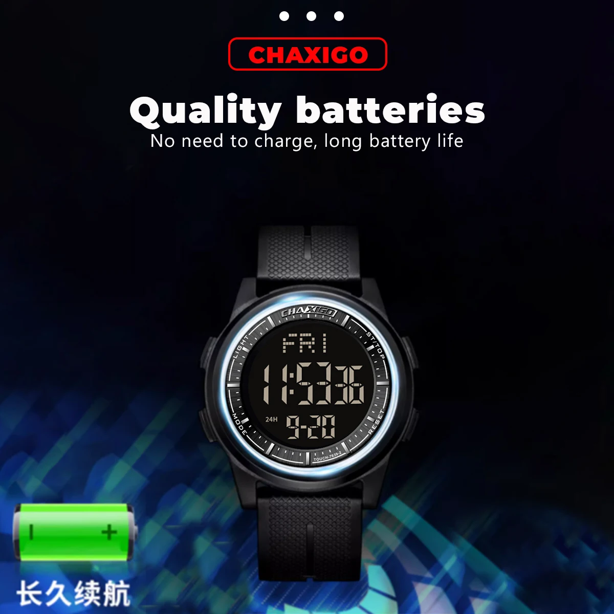 

CHAXIGO Men's Outdoor Multifunctional 44mm Large Screen Digital Watch Alarm Clock Chronograph 30m Water Resistant