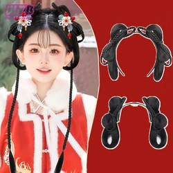 WTB Ancient Costume Hanfu Wig Bag integrated Hairband Antique Hair Bun Modeling Heat-resistant Synthetic Fiber