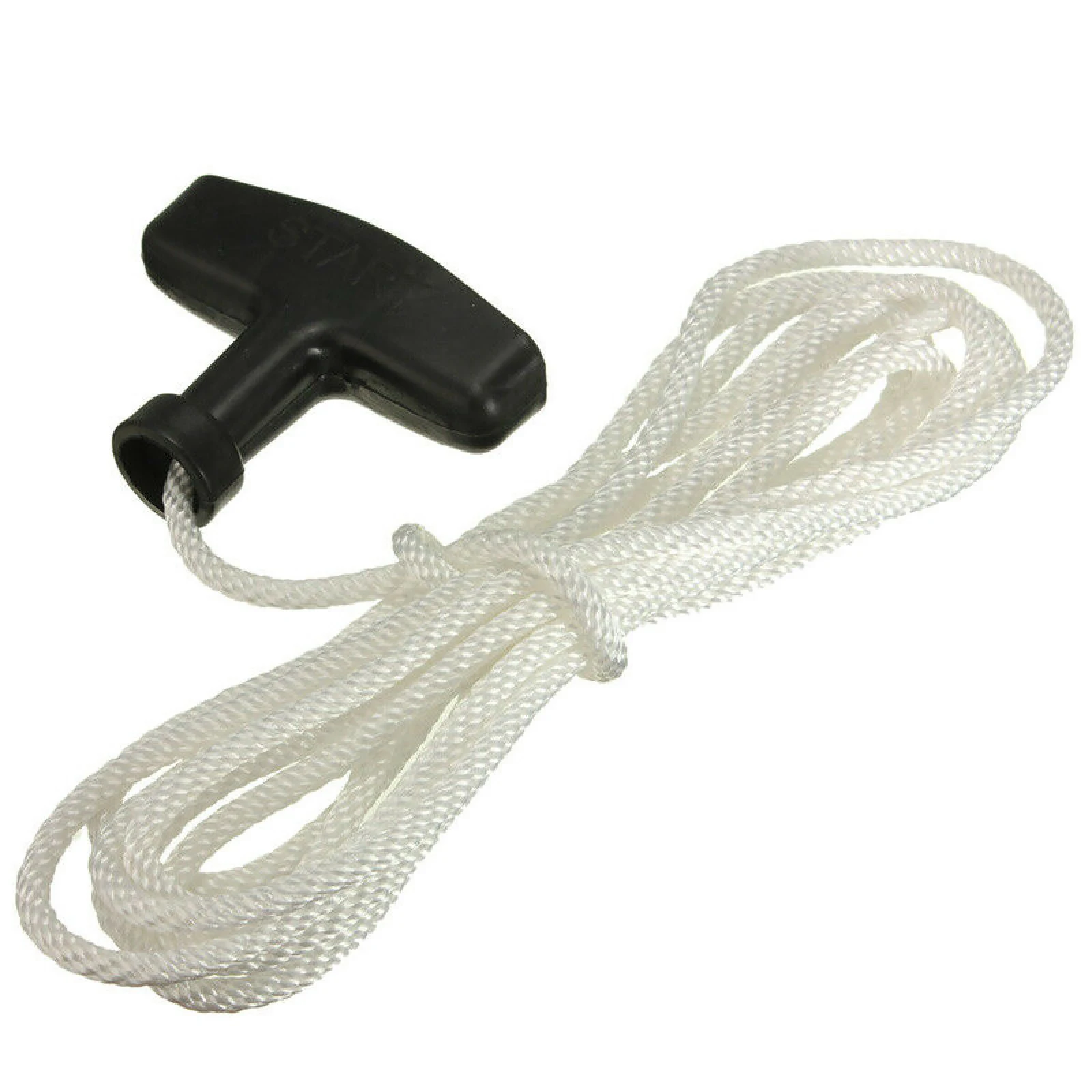 Starter Pull Cord Rope with Handle 98cm 4mm White Nylon Replacement for Petrol Lawnmower Strimmer Engine