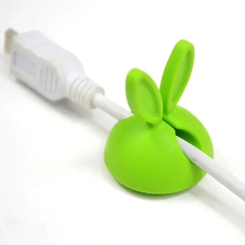 1-10pcs Cable Manager Cute Bunny Ears Cable Clips Silicone Back Adhesive Desk Sticker Phone Charger Winder Earphones Wire Holder