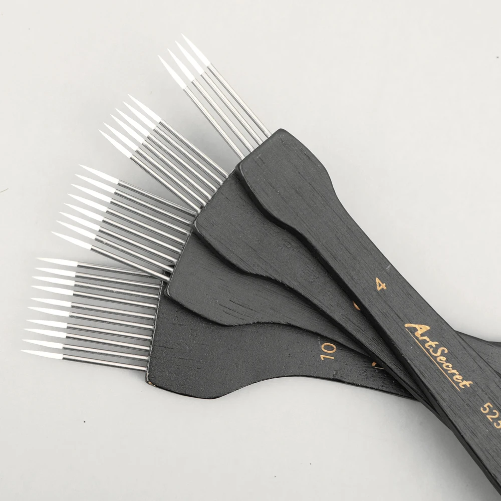 Artsecret 4pcs Set Comb Paint Brushes Professional Sponge Artist Brush for Acrylic Oil and Watercolor Painting Brushes