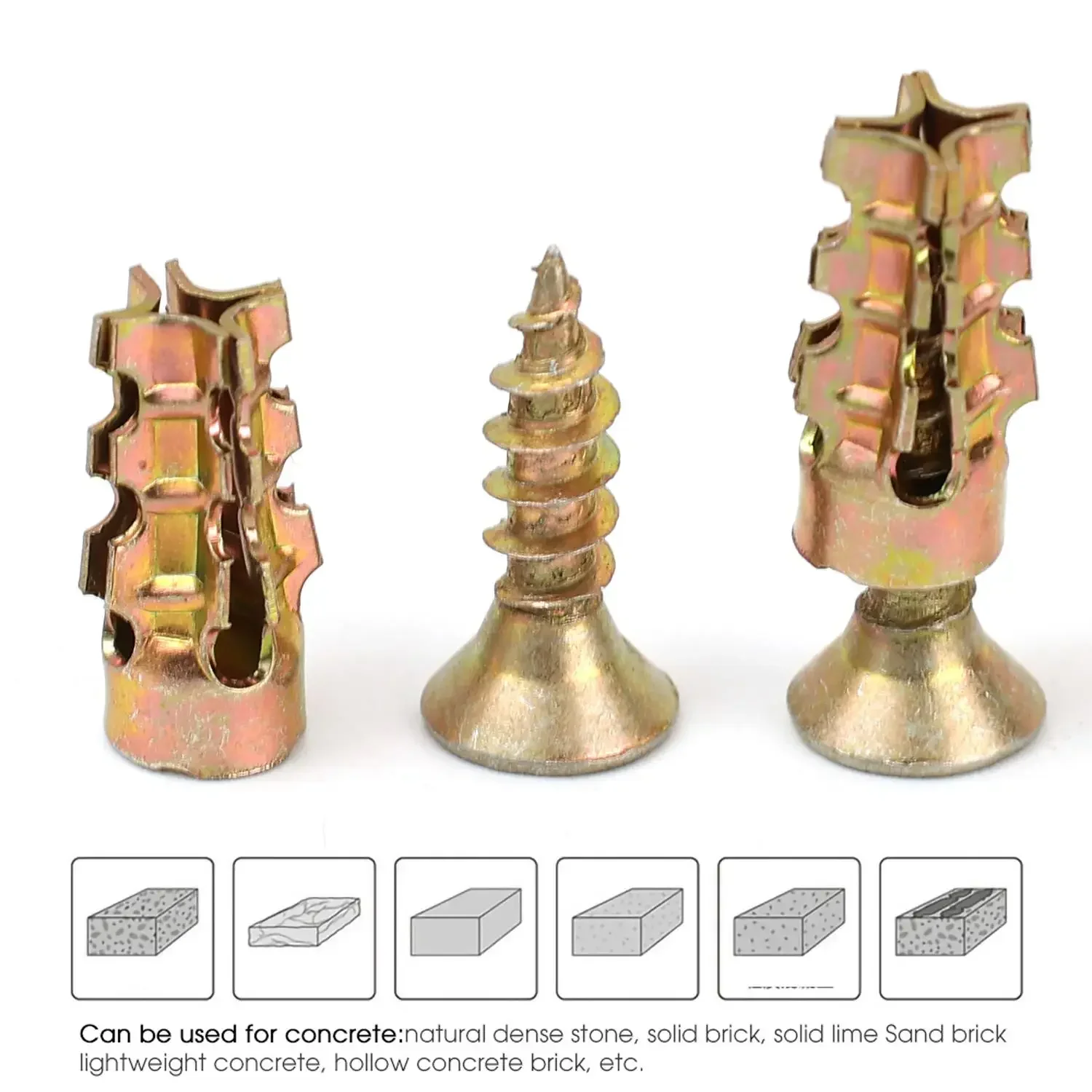 6*14mm gezahntes Expansionsrohr-Schraubenset, Türscharnier-Reparatur-Befestigungsschraube, Gewinde-Wandanker, Schrankbefestigungen für Beton und Trockenbau – Detail 9