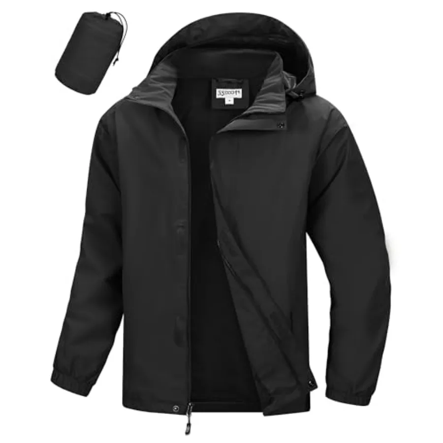 

33, 000Feet Men's Packable Rain Jacket Waterproof Lightweight Raincoat Rain Shell with Hood for Outdoor Hiking Golf Travel