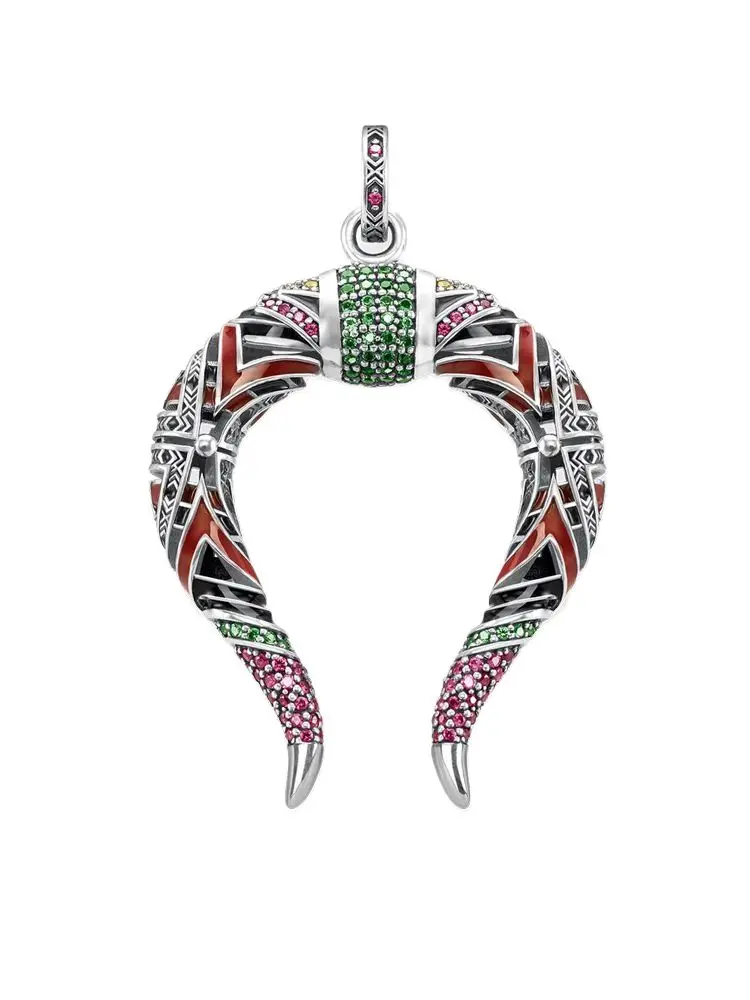 Wisiorek Chiński Smok Rogi Biżuteria Moda Europa Styl 925 Sterling Silver Akcesoria Prezent Dla Kobiet i Mężczyzn — zdjęcie 2