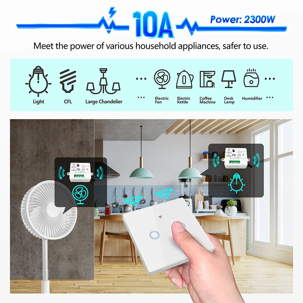 433mhz Szikratávirát Zárkózott vezérlő ligh Vasúti váltó 110V 220V Mali RF Lovat vált Modul 10A, touch-type falra Ablaktábla Vasúti váltó, számára Villanyégő Gabonarosta ON/OFF