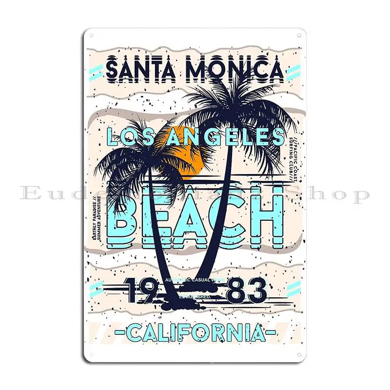 Santa Monica Los Angeles Metal Plaque Personalized Mural Wall Custom Design Club Tin Sign Poster