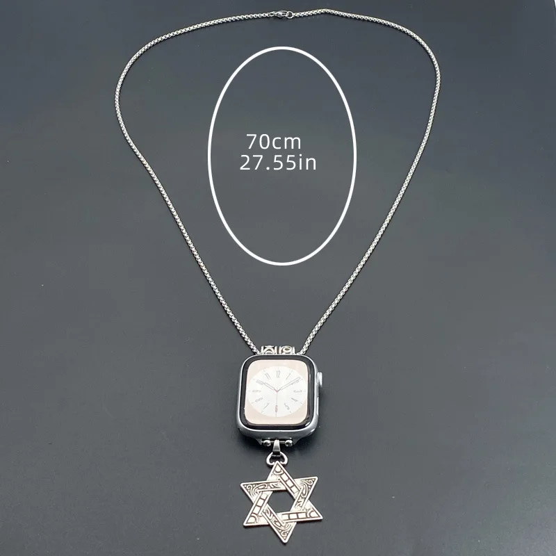 Necklace Pendant For Apple Watch Band 46mm 42 44 40 38 45 41mm Metal Bracelet Strap for iwatch Series Ultra2 49mm 10 9 8 7 6 5 4 - view 6