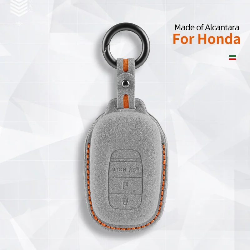 Car Key Case Cover Shell For Honda Civic Accord HRV CRV 2022 2023 2024 3 4 Button Suede Remote Protector Interior Accessories