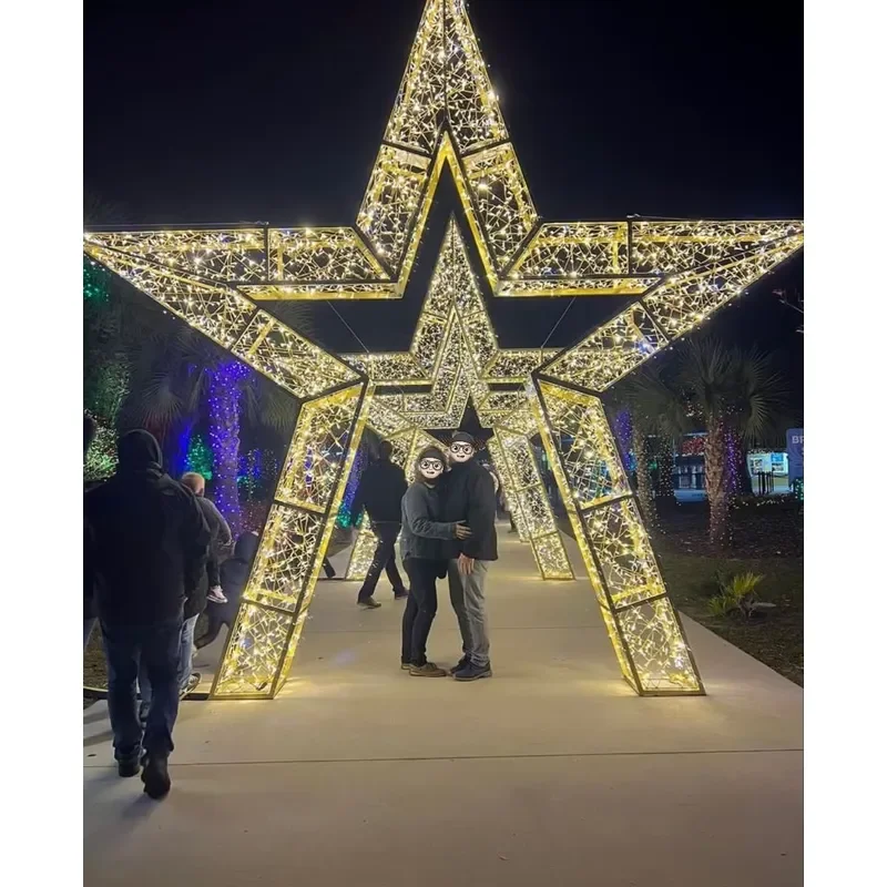 3D Star LED Christmas Light Outdoor Large PVC IP68 Waterproof Remote Control Custom Color for Home Landscape Wedding