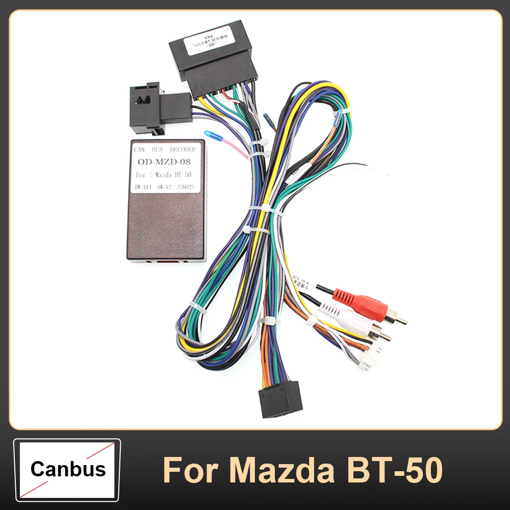 Car 16pin Wiring Harness Adapter Canbus Box Decoder For Mazda BT-50 Android Radio Power Cable OD-Mazda-08