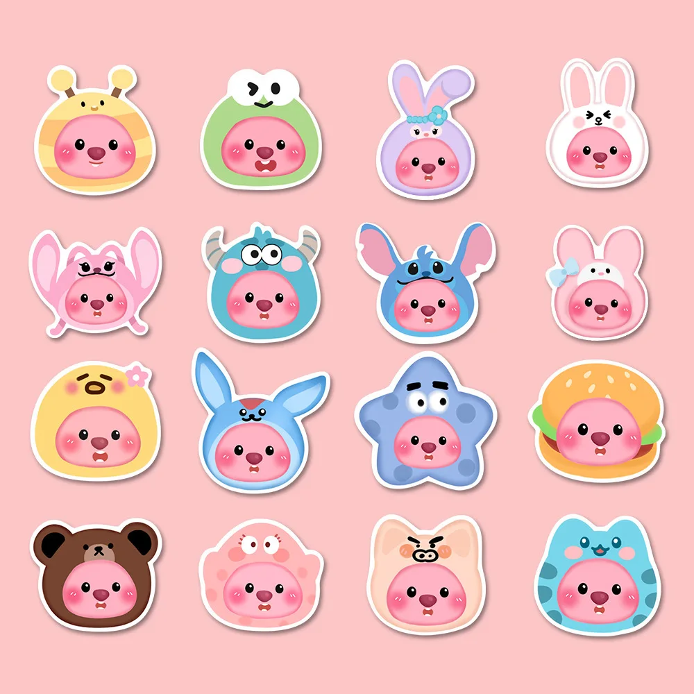 100PCS Loopy Stickers Little Beaver Cute Cartoon Stickers Pack Handheld Account Stickers Notebook DIY Decorative Stickers Toys