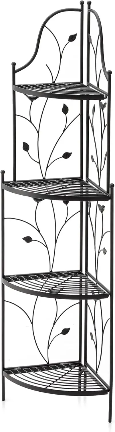 

Comfort corner 52" H 4-Tiered Black Metal Corner Shelf Plant Stand