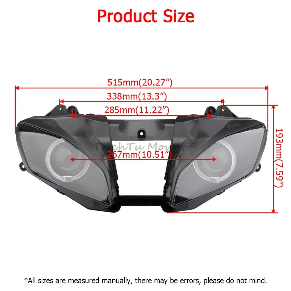 Front LED Headlight Assembly For Yamaha YZF R6 2008-2016 Motorcycle Accessories White Angel Eyes Hi/Lo Beam Head Light Lamp