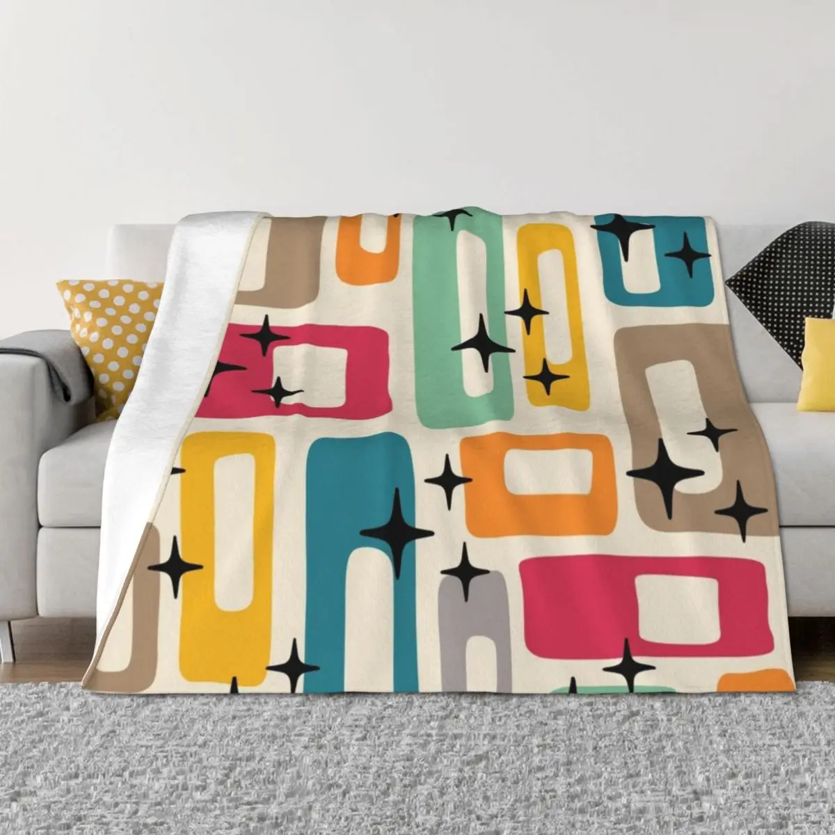 

Retro Mid Century Modern Abstract Pattern 154 Throw Blanket Summer Thins Heavy Blankets